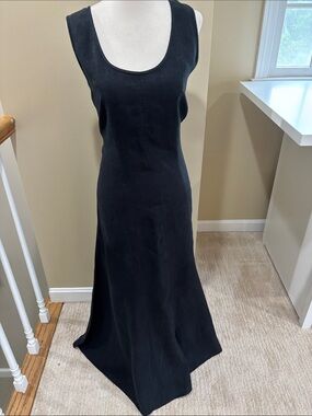 Talbots Black Irish Linen Sleeveless Maxi Dress Size 12 EUC